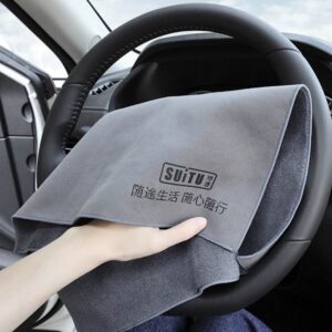 2-layer car cleaning towel with suede velvet surface